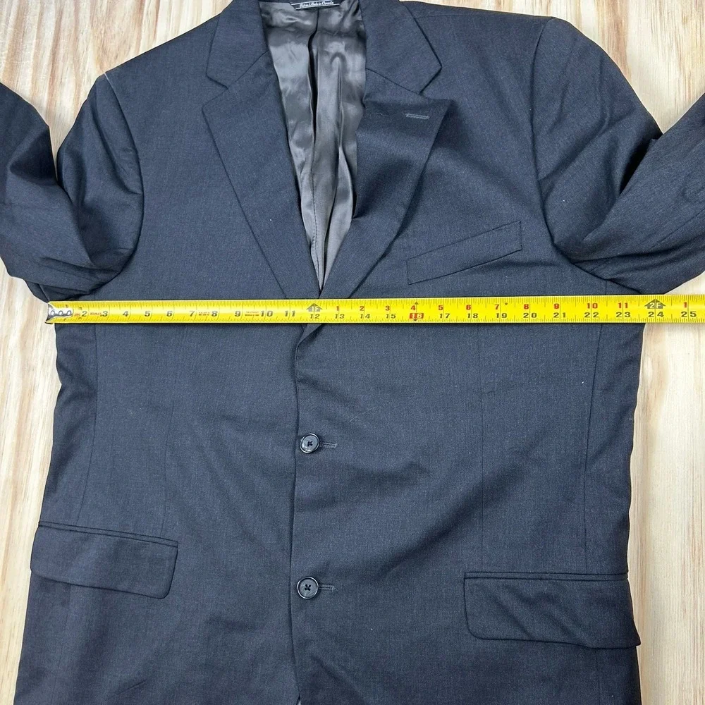 Jack Victor‎ Estrato Super 100's Wool Solid Gray Two Button  Blazer Men's 44L